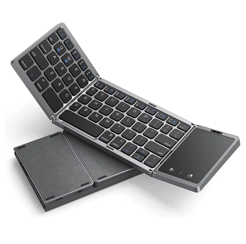 Foldable Rechargeable Wireless Bluetooth Keyboard for PC, Mac, Smartphone Windows, iOS, & Android